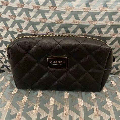 chanel beauty leather toilet bag|chanel makeup bag free gift.